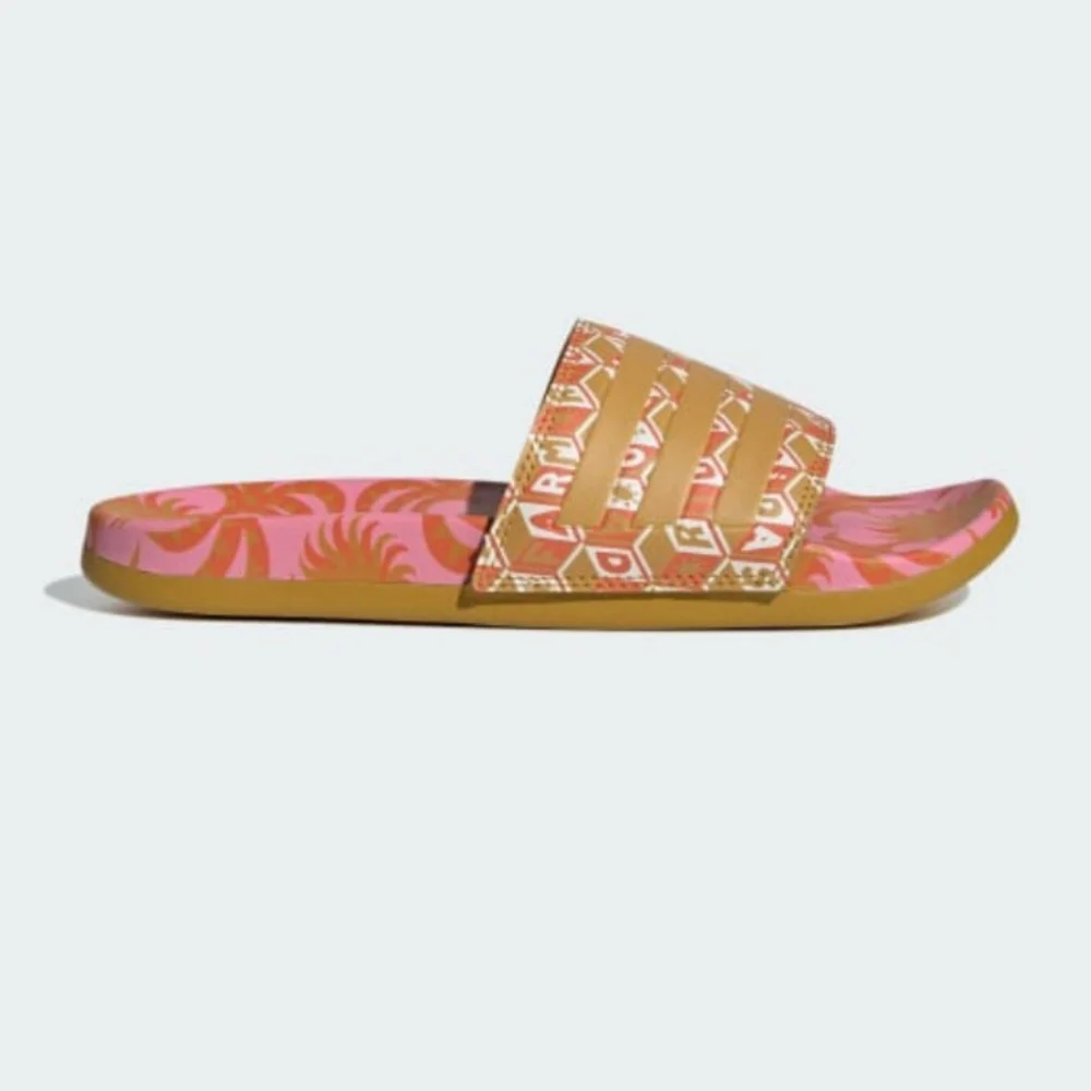 NIB FARM Rio Slide Sandals Adidas Collab Women's Size 11 Pink Abstract Floral